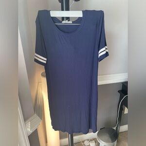 Pink Rose Navy Ribbed Top